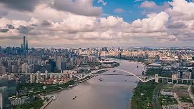 上海卢浦到南浦延时航拍陆家嘴黄浦江视频的预览图